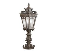 Vintage Lampada da Giardino Antico H:67cm Alluminio Vetro Verzierte Wegeleuchte
