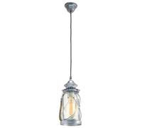 VINTAGE lanterna E27 1 luce da 60W diam. 14cm metallo, argento anticato , vetro