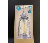 VINTAGE lanterna E27 1 luce da 60W diam. 14cm metallo, argento anticato , vetro