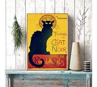 Vintage Le Chat Noir Il Poster Del Gatto Nero Di Theophile Alexandre Steinlen Pittura Su Tela Famosa Decorazione D'Arte Murale 50X70Cm Senza Telaio
