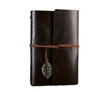 Vintage Leaf Hand Book Leather Notebook - 75 Sheets Kraft Paper Bound Daily Notepad For Lined Per scrivere e prendere appunti(Coffee-1pc)