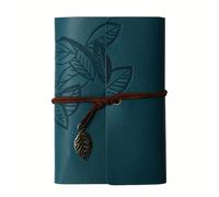 Vintage Leaf Hand Book Leather Notebook - 75 Sheets Kraft Paper Bound Daily Notepad For Lined Per scrivere e prendere appunti(Dark Blue-1pc)
