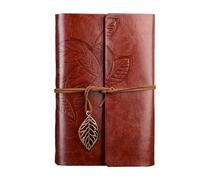 Vintage Leaf Hand Book Leather Notebook - 75 Sheets Kraft Paper Bound Daily Notepad For Lined Per scrivere e prendere appunti(Brown)