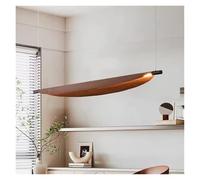 Vintage Leaf Shaped Pendant Light Long Wooden Grain Hanging Lamp Tea Room Counter Dining Table Home Stay Study Room Lighting