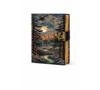 Vintage Leather Journal 5x7 Inch with Deckle Edge Paper - Handmade Antique Diary with Lock Clasp, Moon Forest Design Notebook for Writing, Sketching & Gifting