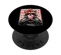 Vintage Leopard Funny Valentine Raccoon Lovers PopSockets PopGrip Adesivo