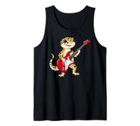 Vintage Leopard Gecko Reptiles Punk Music Playing Guitar Canotta