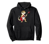 Vintage Leopard Gecko Reptiles Punk Music Playing Guitar Felpa con Cappuccio