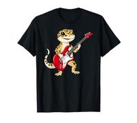 Vintage Leopard Gecko Reptiles Punk Music Playing Guitar Maglietta
