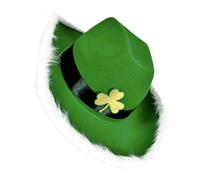 Vintage Leprechaun Homburg Panama Cappello Western Porkpie Hat Party Per Irlandese Holiday Wear Photo Props Irish Green Cowboy Cappelli, Fibbia in oro verde cl, Taglia unica