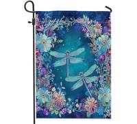 vintage libellula bandiera giardino animale fiore corona elegante fantasia estetica medievale blu prato arredamento portico decorazioni prato patio esterno per campeggio casa parete recinzione