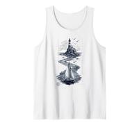 Vintage Lighthouse Sailboat Nautical Ocean Sailing Canotta