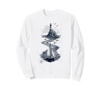 Vintage Lighthouse Sailboat Nautical Ocean Sailing Felpa