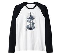 Vintage Lighthouse Sailboat Nautical Ocean Sailing Maglia con Maniche Raglan