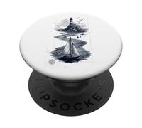 Vintage Lighthouse Sailboat Nautical Ocean Sailing PopSockets PopGrip Adesivo