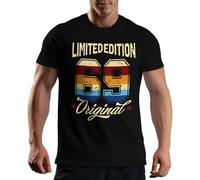 Vintage Limited Edition New 1969 55 Years Aniversary T-Shirt Maglietta per Uomo Nera Size M