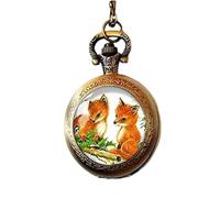 Vintage Little Fox Pocket Watch Collana Gioielli fatti a mano in vetro Immagine gioielli Regali personalizzati