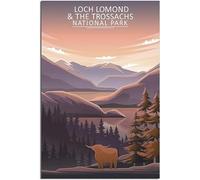 Vintage Loch Lomond And The Trossachs National Park Viaggio Poster Art Print Retro Wall Art Tela Poster Camera Decorazione Casa Decorazione Non incorniciato 40x60cm