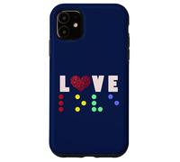Vintage Love Shirt Braille amore regalo cuore rosso Braille Dots Custodia per iPhone 11