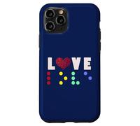 Vintage Love Shirt Braille amore regalo cuore rosso Braille Dots Custodia per iPhone 11 Pro