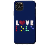 Vintage Love Shirt Braille amore regalo cuore rosso Braille Dots Custodia per iPhone 11 Pro Max