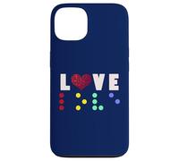 Vintage Love Shirt Braille amore regalo cuore rosso Braille Dots Custodia per iPhone 13