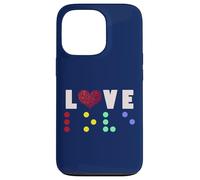 Vintage Love Shirt Braille amore regalo cuore rosso Braille Dots Custodia per iPhone 13 Pro