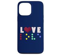 Vintage Love Shirt Braille amore regalo cuore rosso Braille Dots Custodia per iPhone 13 Pro Max