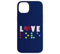 Vintage Love Shirt Braille amore regalo cuore rosso Braille Dots Custodia per iPhone 14 Plus