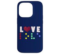 Vintage Love Shirt Braille amore regalo cuore rosso Braille Dots Custodia per iPhone 14 Pro