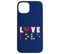 Vintage Love Shirt Braille amore regalo cuore rosso Braille Dots Custodia per iPhone 15 Plus