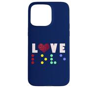 Vintage Love Shirt Braille amore regalo cuore rosso Braille Dots Custodia per iPhone 15 Pro Max
