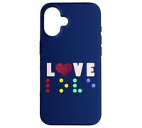 Vintage Love Shirt Braille amore regalo cuore rosso Braille Dots Custodia per iPhone 16
