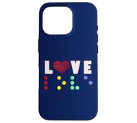 Vintage Love Shirt Braille amore regalo cuore rosso Braille Dots Custodia per iPhone 16 Pro