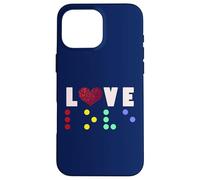 Vintage Love Shirt Braille amore regalo cuore rosso Braille Dots Custodia per iPhone 16 Pro Max