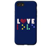 Vintage Love Shirt Braille amore regalo cuore rosso Braille Dots Custodia per iPhone SE (2020) / 7 / 8