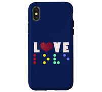 Vintage Love Shirt Braille amore regalo cuore rosso Braille Dots Custodia per iPhone X/XS