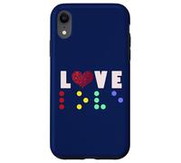 Vintage Love Shirt Braille amore regalo cuore rosso Braille Dots Custodia per iPhone XR