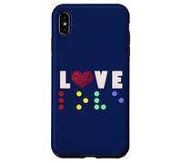 Vintage Love Shirt Braille amore regalo cuore rosso Braille Dots Custodia per iPhone XS Max