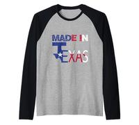 Vintage Made in Texas State Word Design Novelty Maglia con Maniche Raglan