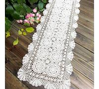 Vintage Mano Tessuto Uncinetto Tavolo Runner Cotone Pizzo Cavo Ricamati Nozze Da