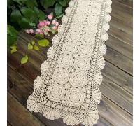 Vintage Mano Tessuto Uncinetto Tavolo Runner Cotone Pizzo Cavo Ricamati Nozze Da