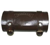 Vintage Marrone Pelle Strumento Borsa Rollio Con Vincent Logo Inciso su Misura