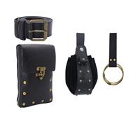 Vintage Medievale Faux Leather Belt Pouch Borsetta Medioevo Portamonete Portatile Cintura Borse LARP Rinascimento Costumi, Marsupio nero