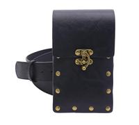 Vintage Medievale Faux Leather Belt Pouch Borsetta Medioevo Portamonete Portatile Cintura Borse LARP Rinascimento Costumi, Marsupio nero