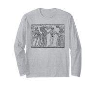 Vintage Memento Mori Scheletri Danza della Morte Danse Macabre Maglia a Manica