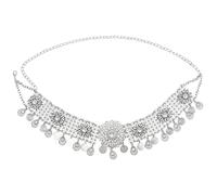 Vintage Metal Belly Chains for Women Carved Flower Dance Waist Chain Coin Tassel Dress Belt Crystal Body Gift