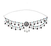 Vintage Metal Butterfly Belly Dance Belt Chains for Women Rhinestone Coin Taasel Dress Waist Chain(A)