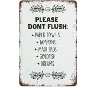 Vintage Metal Tin Sign Do Not Flush Bathroom Rules Decor 8 X 12