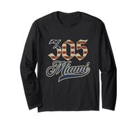 Vintage Miami 305 Codice Area Patriot USA Bandiera Americana Maglia a Manica
